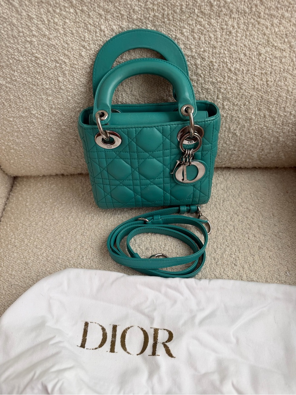 Lady Dior Mini Bag in Teal - Picture 2 of 16